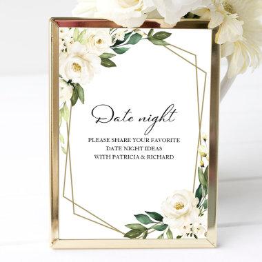 Greenery Floral Bridal Shower Date Night Jar Sign