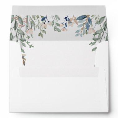 Greenery Floral Cascade Gold Return Address Envelope