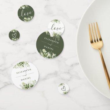 Greenery Floral Elegant Olive Green Wedding Confetti