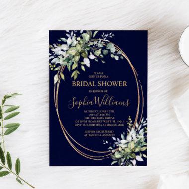 Greenery Floral & Gold Bridal Shower Invitations