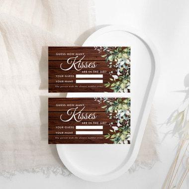 Greenery Floral How Many Kisses Shower Game Invitations