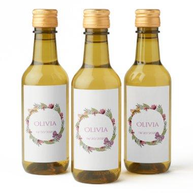 Greenery Floral Mini Wine Bottles Label