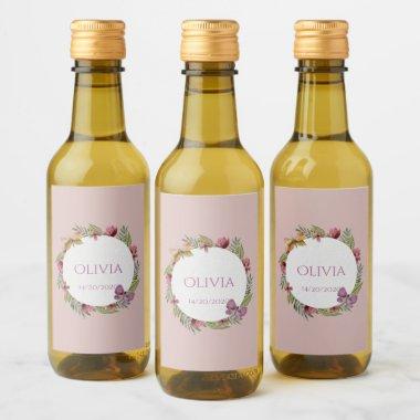 Greenery Floral Mini Wine Bottles Label