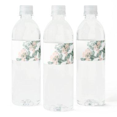 greenery floral water bottle label