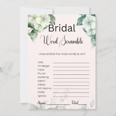 Greenery & Flowers Bridal Cream Word Scramble Game Invitations