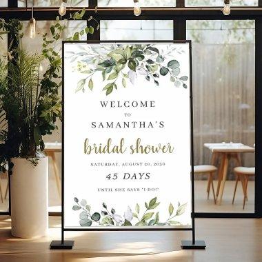 Greenery foliage boho  countdown sign