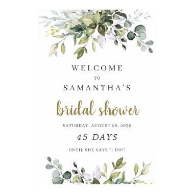 Greenery foliage boho bridal shower countdown sign