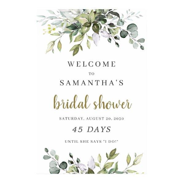 Greenery foliage boho  countdown sign