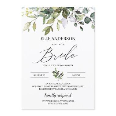 Greenery foliage boho modern bridal shower Invitations