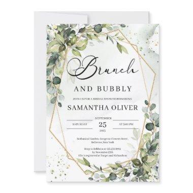 Greenery foliage gold geometric brunch and bubbly