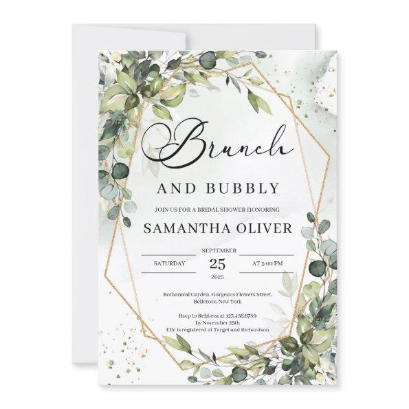 Greenery foliage gold geometric brunch and bubbly