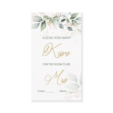 Greenery foliage Guess How Many Kisses Game Enclosure Invitations