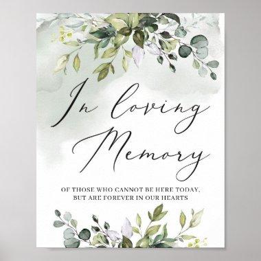 Greenery foliage in loving memory wedding sign