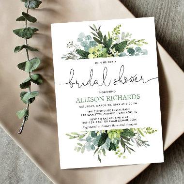 Greenery foliage modern bridal shower Invitations