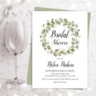 Greenery Foliage Wreath Bridal Shower Invitations