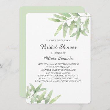 Greenery garden. Bridal Shower with olive branches Invitations