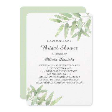 Greenery garden. Bridal Shower with olive branches Invitations