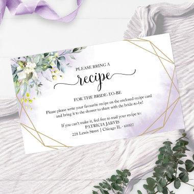 Greenery Geometric Bridal Shower Recipe Request En Enclosure Invitations