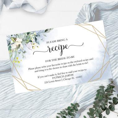 Greenery Geometric Bridal Shower Recipe Request Enclosure Invitations