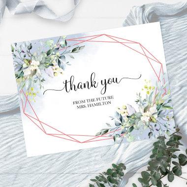 Greenery Geometric Bridal Shower Thank You Postcar PostInvitations