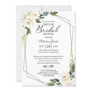 Greenery Geometric Floral Drive By Bridal Shower Invitations