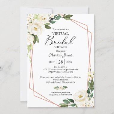 Greenery Geometric Floral Virtual Bridal Shower In Invitations