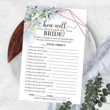 Greenery Geometric How Well Do You Know The Bride Flyer