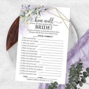 Greenery Geometric How Well Do You Know The Bride Flyer