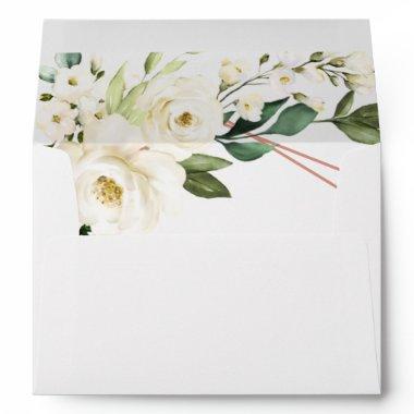 Greenery Geometric White Floral Bridal Shower Envelope