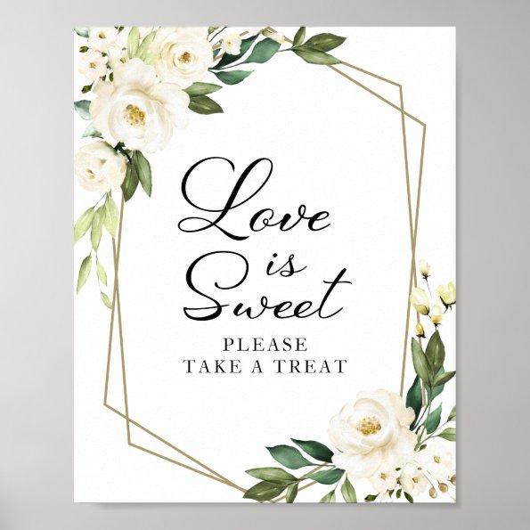 Greenery Geometric White Floral Love Is Sweet Sign