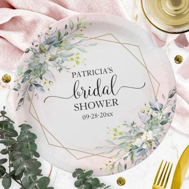 Greenery Geometric Wreath Bridal Shower Paper Plat Paper Plates