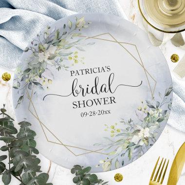 Greenery Geometric Wreath Bridal Shower Paper Plates