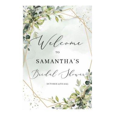 Greenery gold boho bridal shower welcome sign