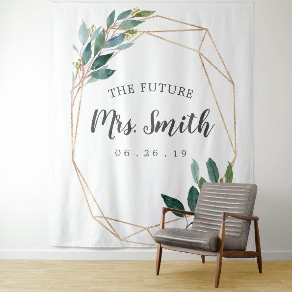 Greenery Gold Bridal Shower Backdrop Photo Booth