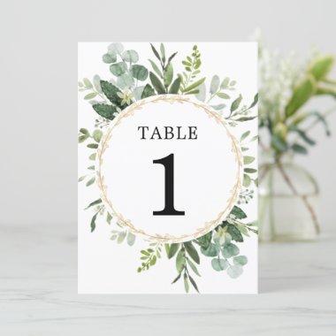 Greenery gold eucalyptus 5"x7" table numbers
