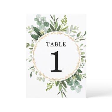 Greenery gold eucalyptus 5"x7" table numbers