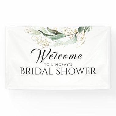 Greenery Gold Eucalyptus Bridal Shower Welcome Banner