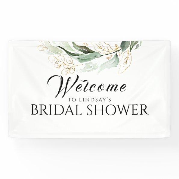 Greenery Gold Eucalyptus Bridal Shower Welcome Banner