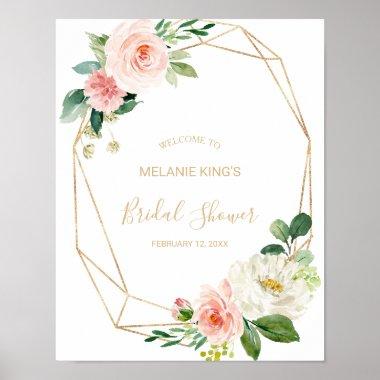 Greenery & Gold Geometric Bridal Shower Welcome Poster