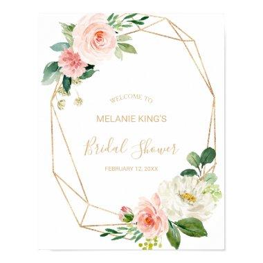 Greenery & Gold Geometric Bridal Shower Welcome Poster