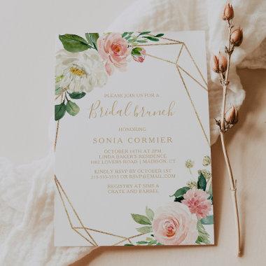 Greenery & Gold Geometric Elegant Bridal Brunch Invitations