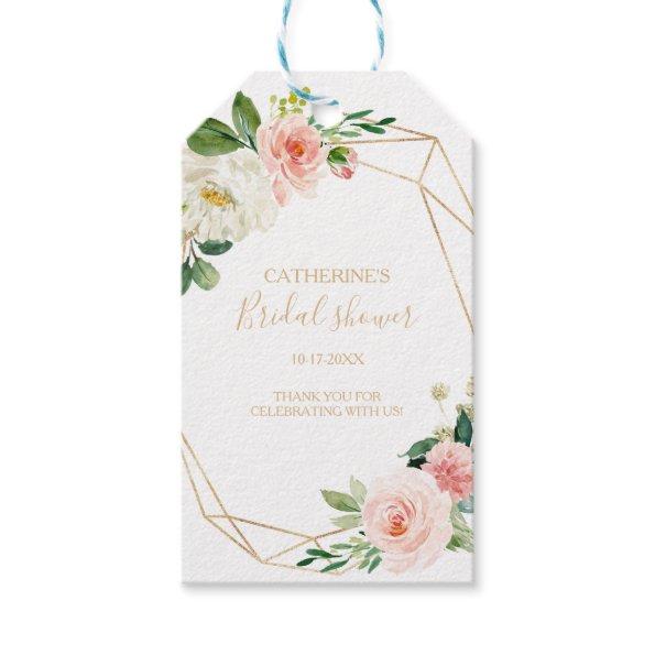 Greenery & Gold Geometric Elegant Bridal Shower Gift Tags