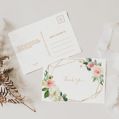 Greenery & Gold Geometric Elegant Floral Thank You PostInvitations