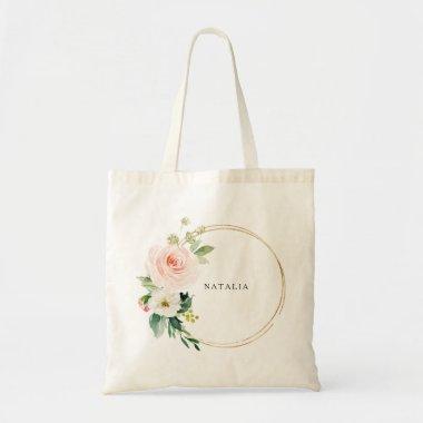 Greenery & Gold Geometric Elegant Floral Tote Bag