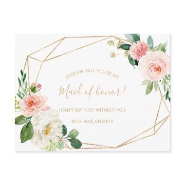 Greenery & Gold Geometric Elegant Maid of Honor Invitation Post