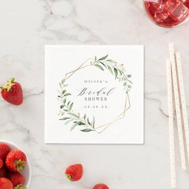 Greenery Gold Geometric Rustic  Napkins