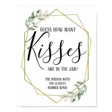 Greenery gold how many kisses  sign