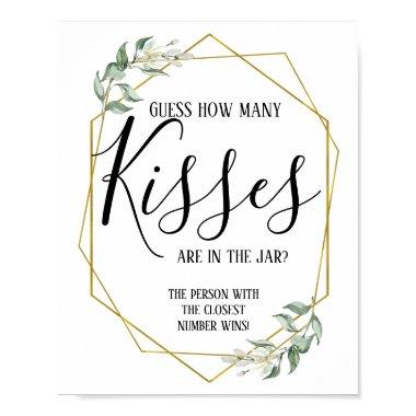 Greenery gold how many kisses bridal shower sign