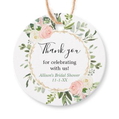 Greenery gold pink eucalyptus bridal shower favor tags