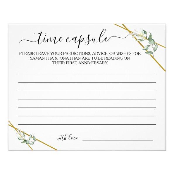 Greenery Gold Time Capsule Advice Shower Game Invitations Flyer